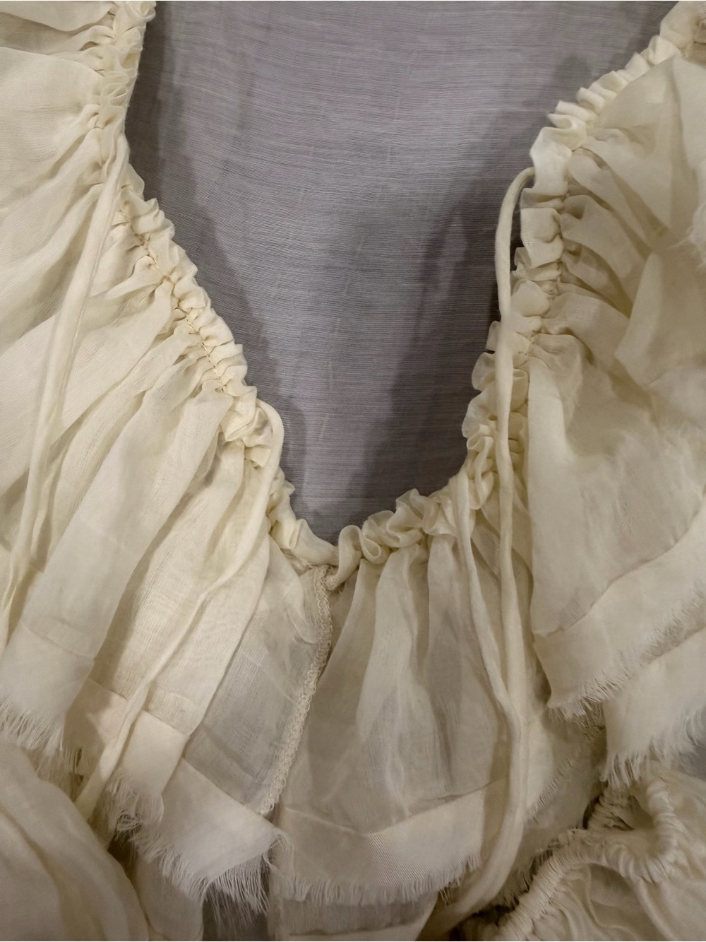 Jason Wu Cream Ruffle Tie-Front Sheer Blouse - Picture 3 of 3